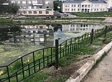 По периметру потенциально опасного пруда в сквере на улице Марата в Мурманске установили ограждения