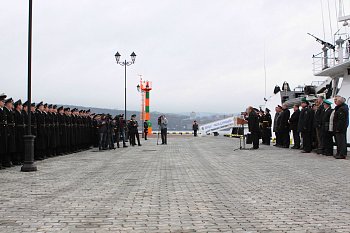 Председатель Думы Сергей Дубовой приветствовал экипаж нового пограничного сторожевого корабля "Преданный"