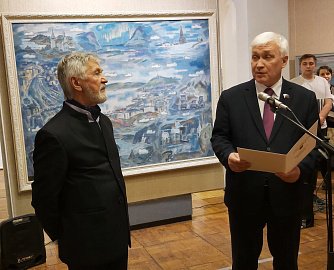 Уважаемые земляки, принял участие в торжественном открытии юбилейной выставки Мурманского художника Виталия Николаевича Бубенцова