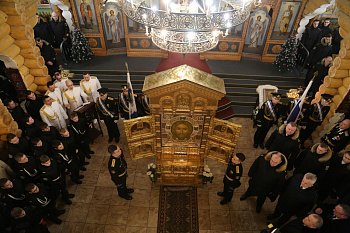  В Североморске состоялся торжественный молебен по случаю прибытия на Северный флот иконы Главного храма Вооруженных Сил Российской Федерации «Спас Нерукотворный» 