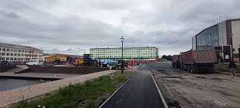 Ремонтные работы на центральной площади в г.Гаджиево